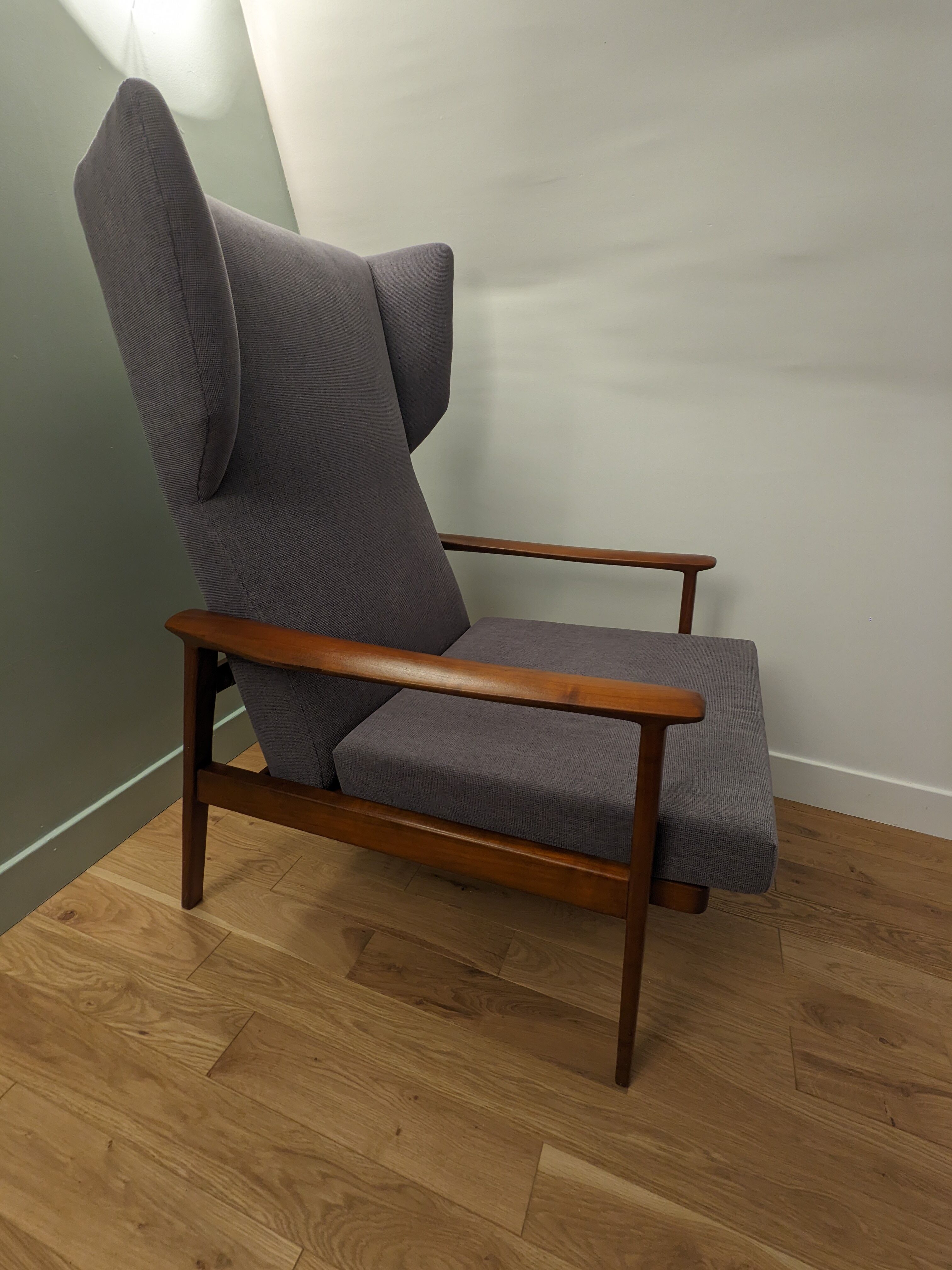 Scandinavian armchair with footrest 1950 vintage