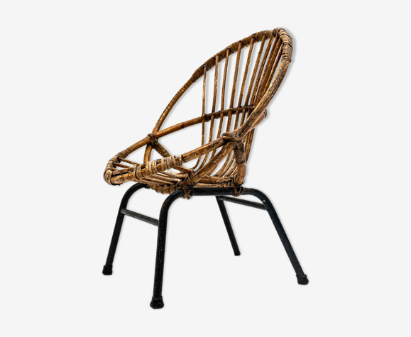 Chaise corbeille en rotin enfant