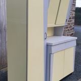 Yellow and grey formica buffet, Plastilux, vintage, 60s