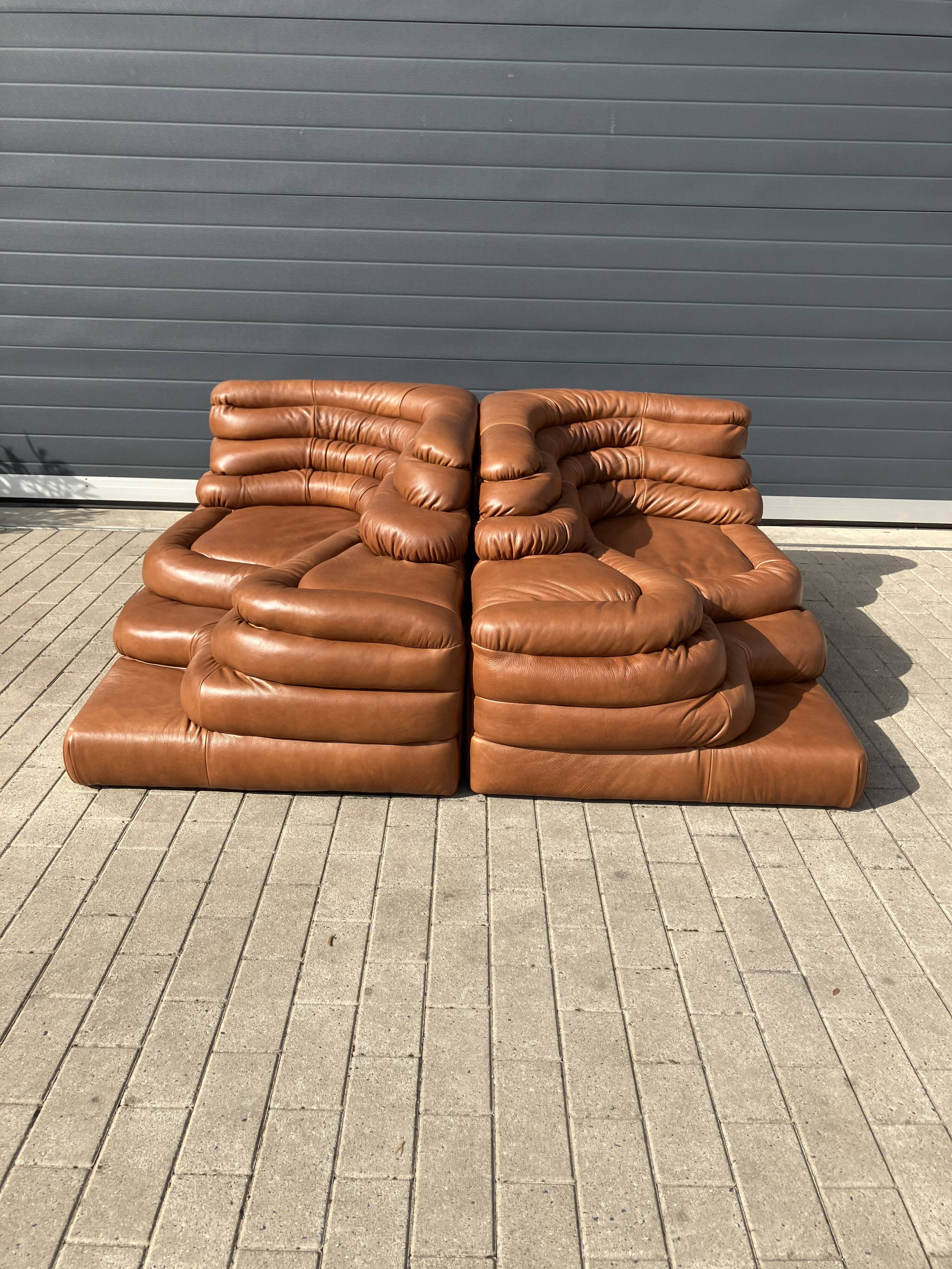 2x De Sede Terrazza DS-1025 (right & left element) Cognac