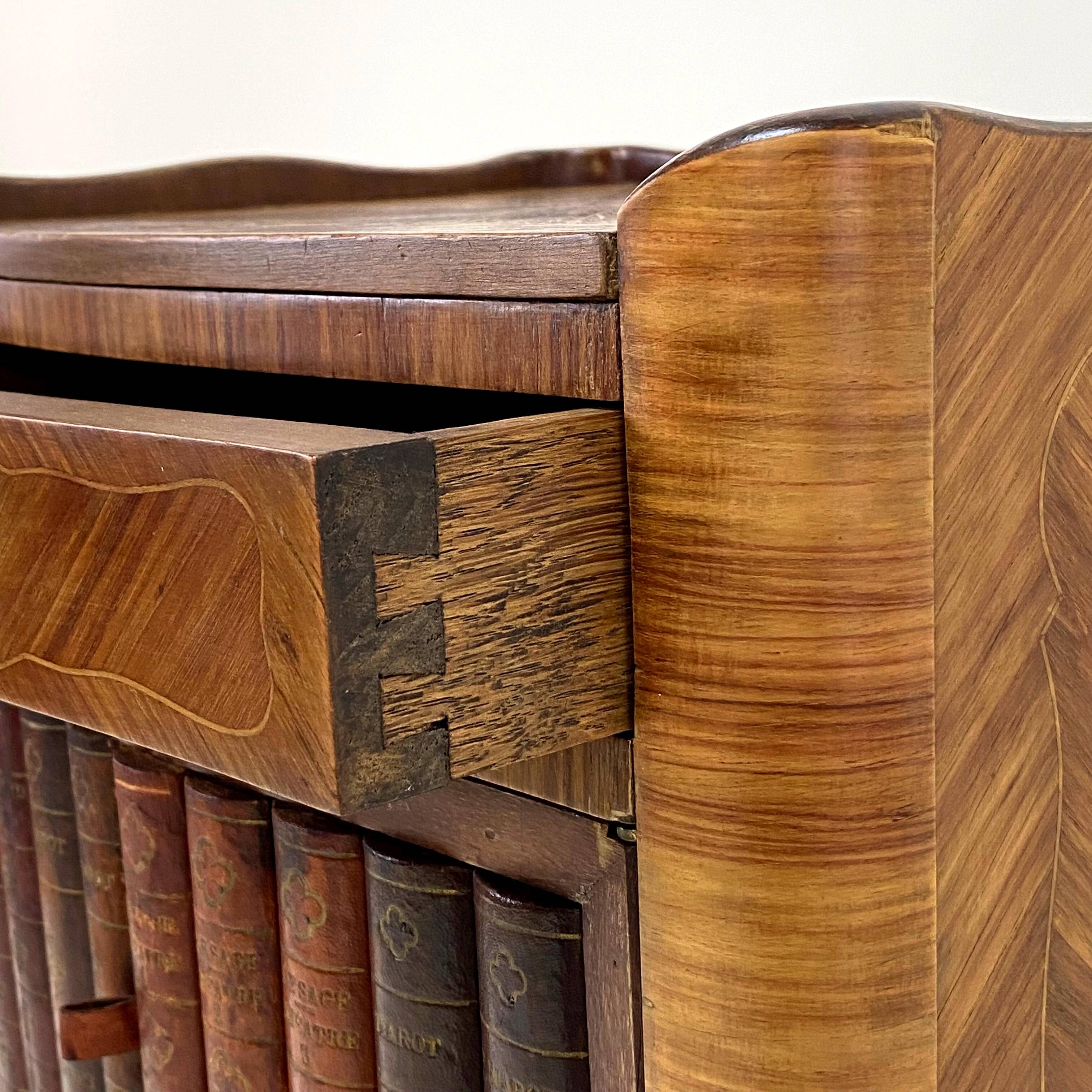 Antique Louis XV Style Bedside Table - Wood & Leather