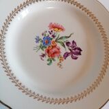 6 dessert plates, Gien, ancient earthenware, flowers and gilding
