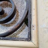 Porte d'entrée cintrée double en chêne, grilles et verre, XIXème
