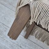 1970s, Danish wingback armchair, original condition, furniture velour, ash wood.