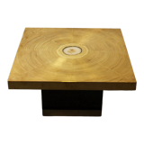 Table basse en laiton gravé et pierre d’agate Lova Création, 1970