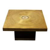 Table basse en laiton gravé et pierre d’agate Lova Création, 1970