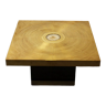Coffee table in engraved brass and agate stone Lova Creation, 1970.