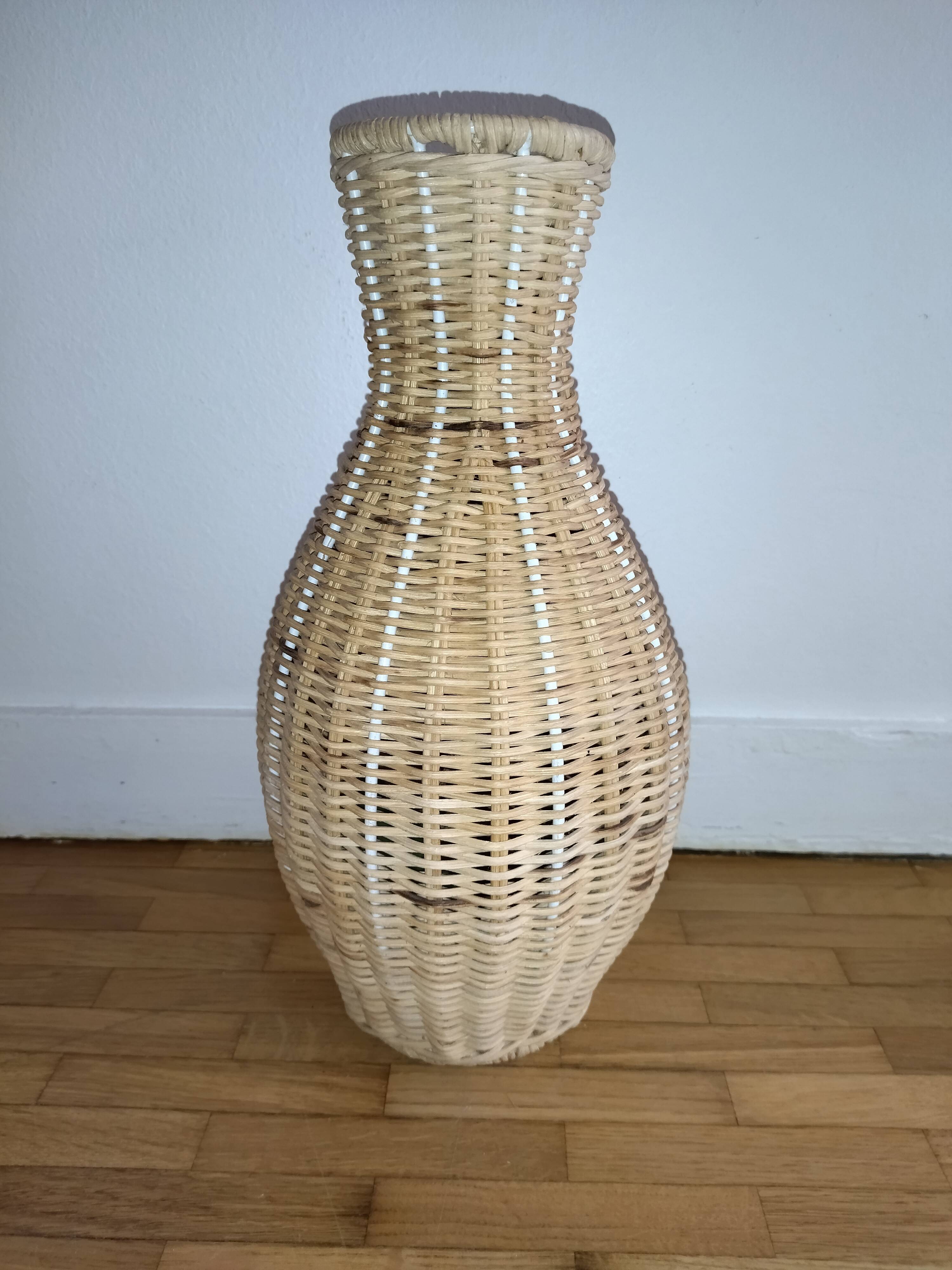 Braided wicker vase