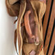 Old golf bag with 7 vintage clubs