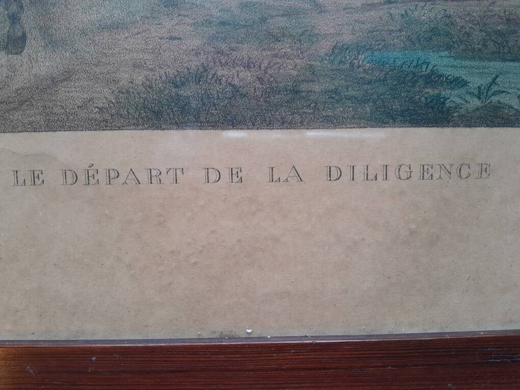 Lithograph "The Departure of the Stagecoach"