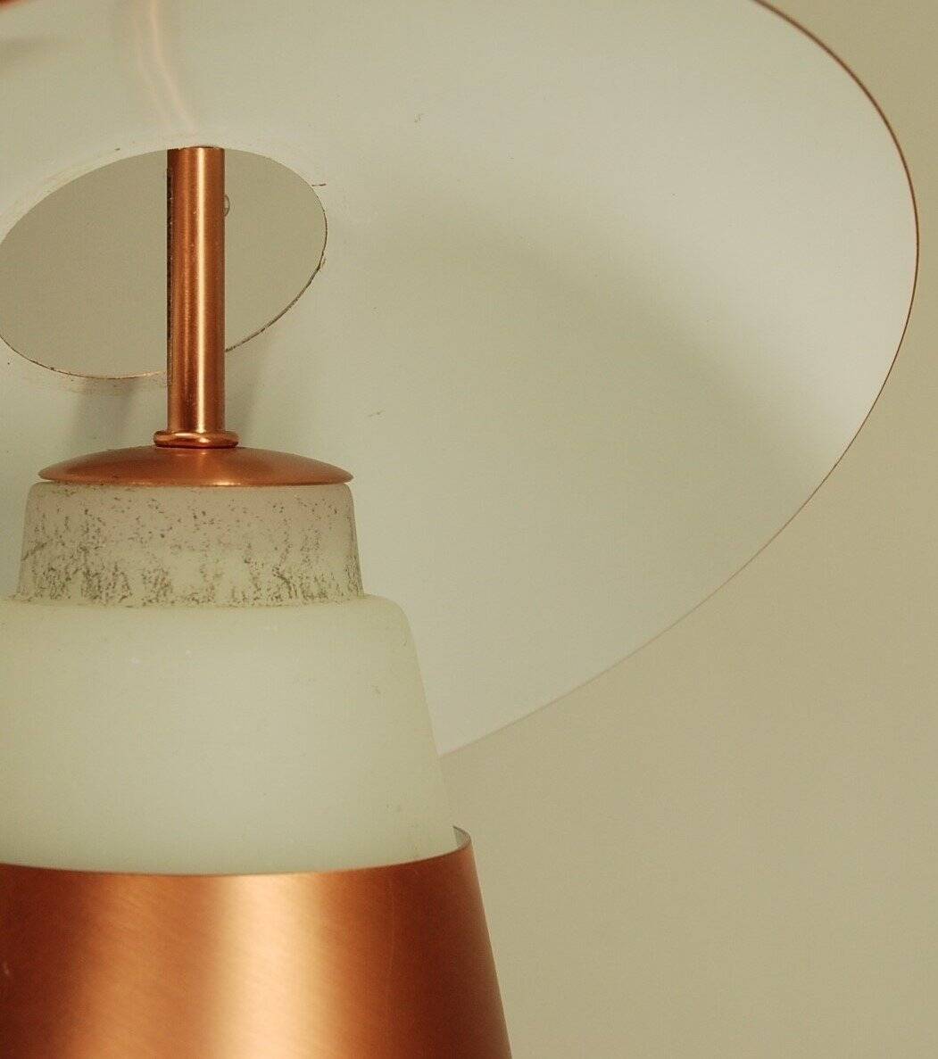 2 Danish pendant lights in copper and glass