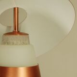 2 Danish pendant lights in copper and glass