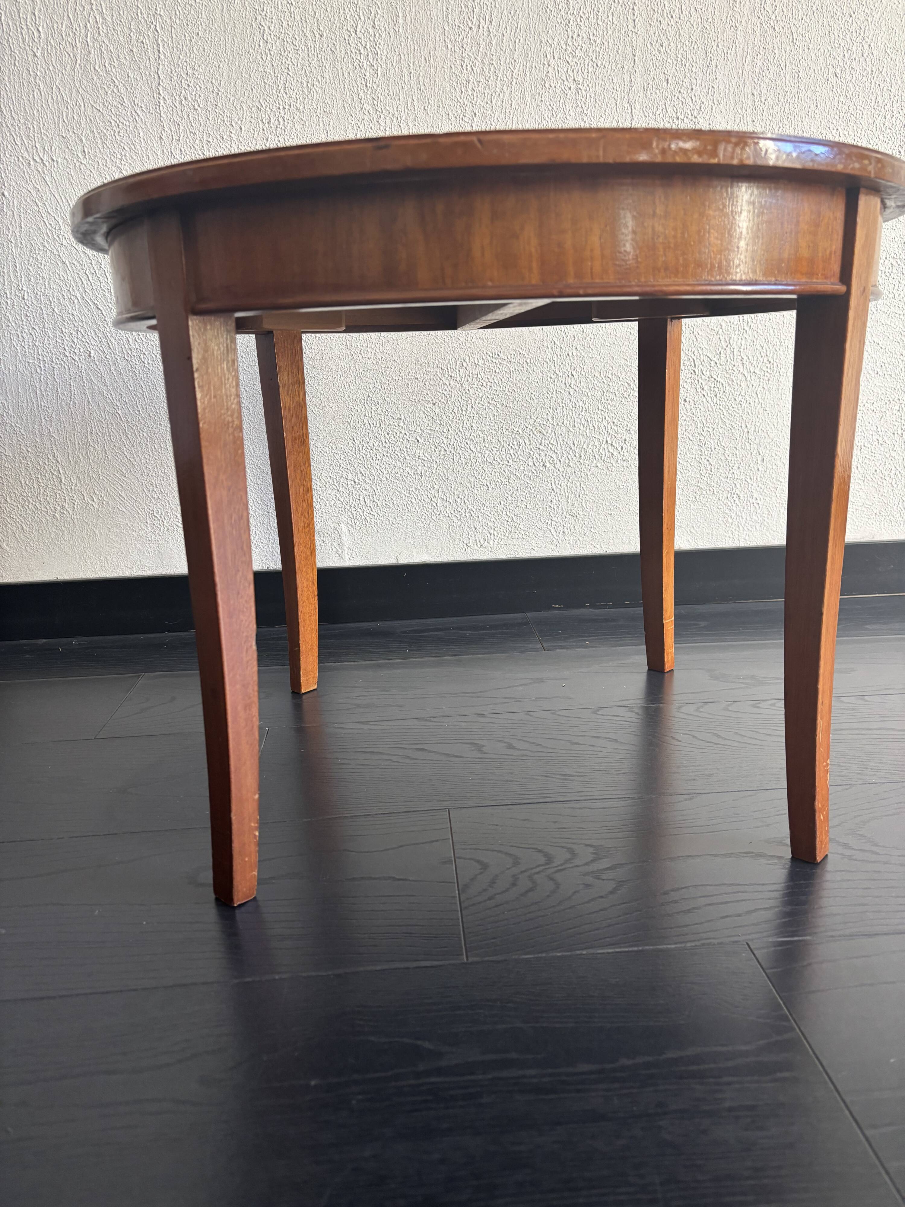 Table basse, guéridon rond en bois Hainke, Allemagne 1950