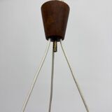 Mid-century design pendant lamp teak and opaline glass, 1970s