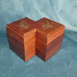 Exotic wood box double square shape