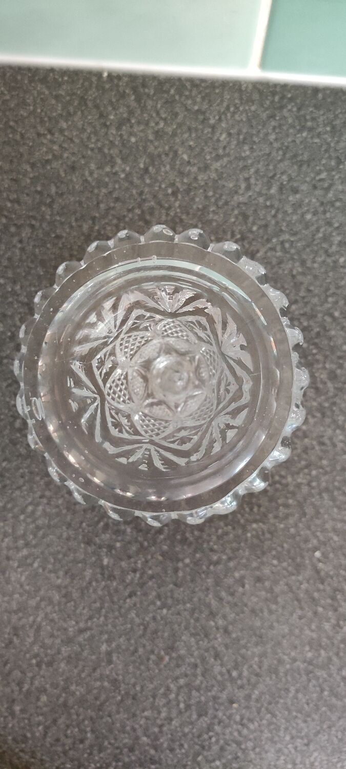 Vase on cut crystal stand