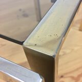 Side table, chrome and gold sofa 1970 style Hollywood Regency