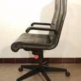 Vintage black leather office chair by Richard Sapper for Knoll 1979