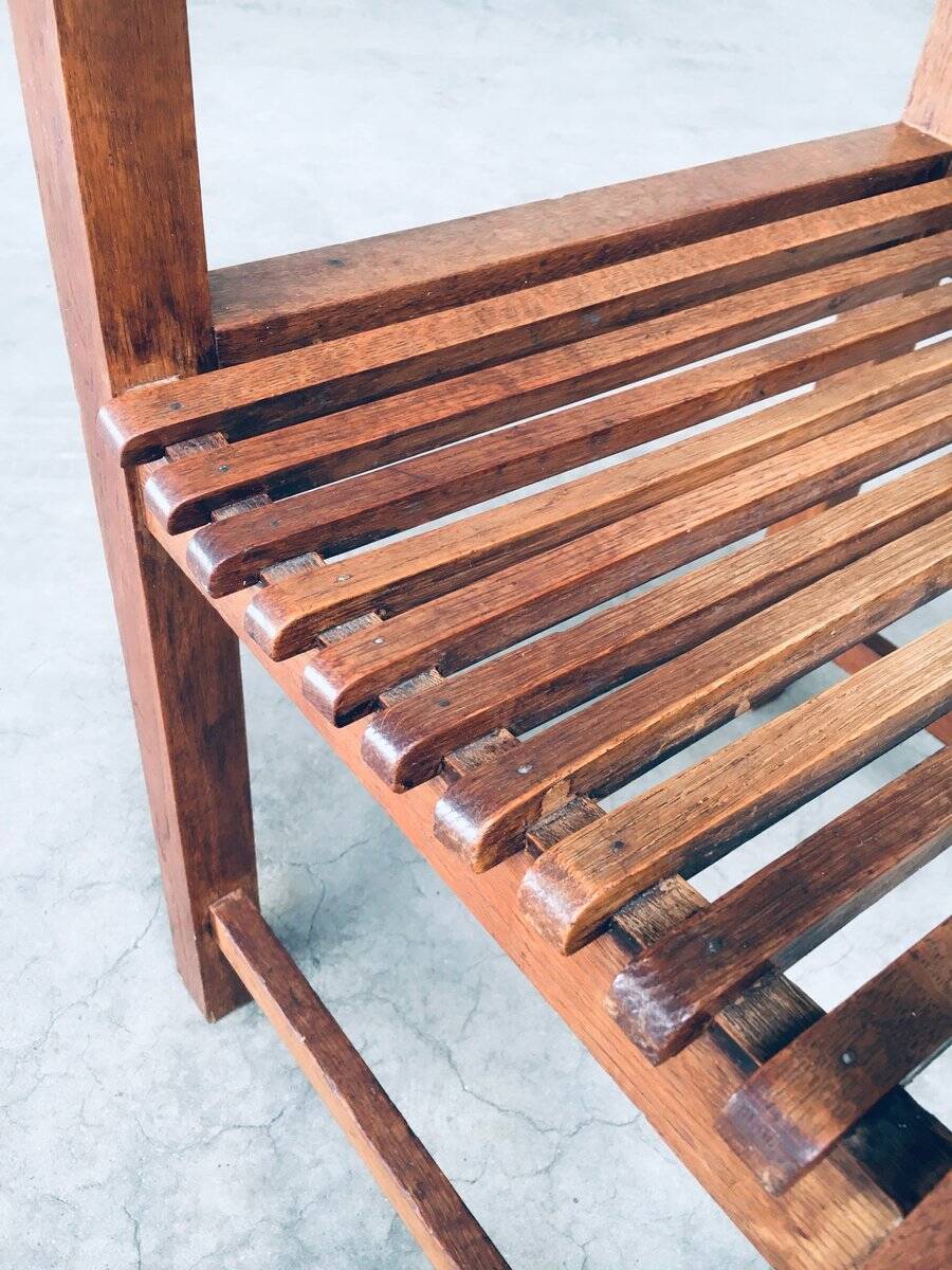 Dutch Modernist Carved Oak Side Chair, 1920s