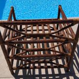 Ensemble salon de jardin une Banquette et un Fauteuil en bois Vintage