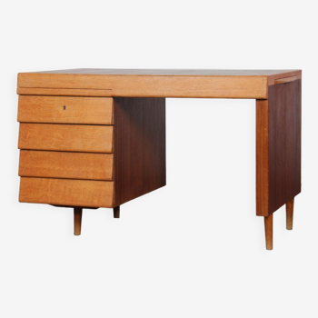 Oak and mahogany desk, French work, 1950
