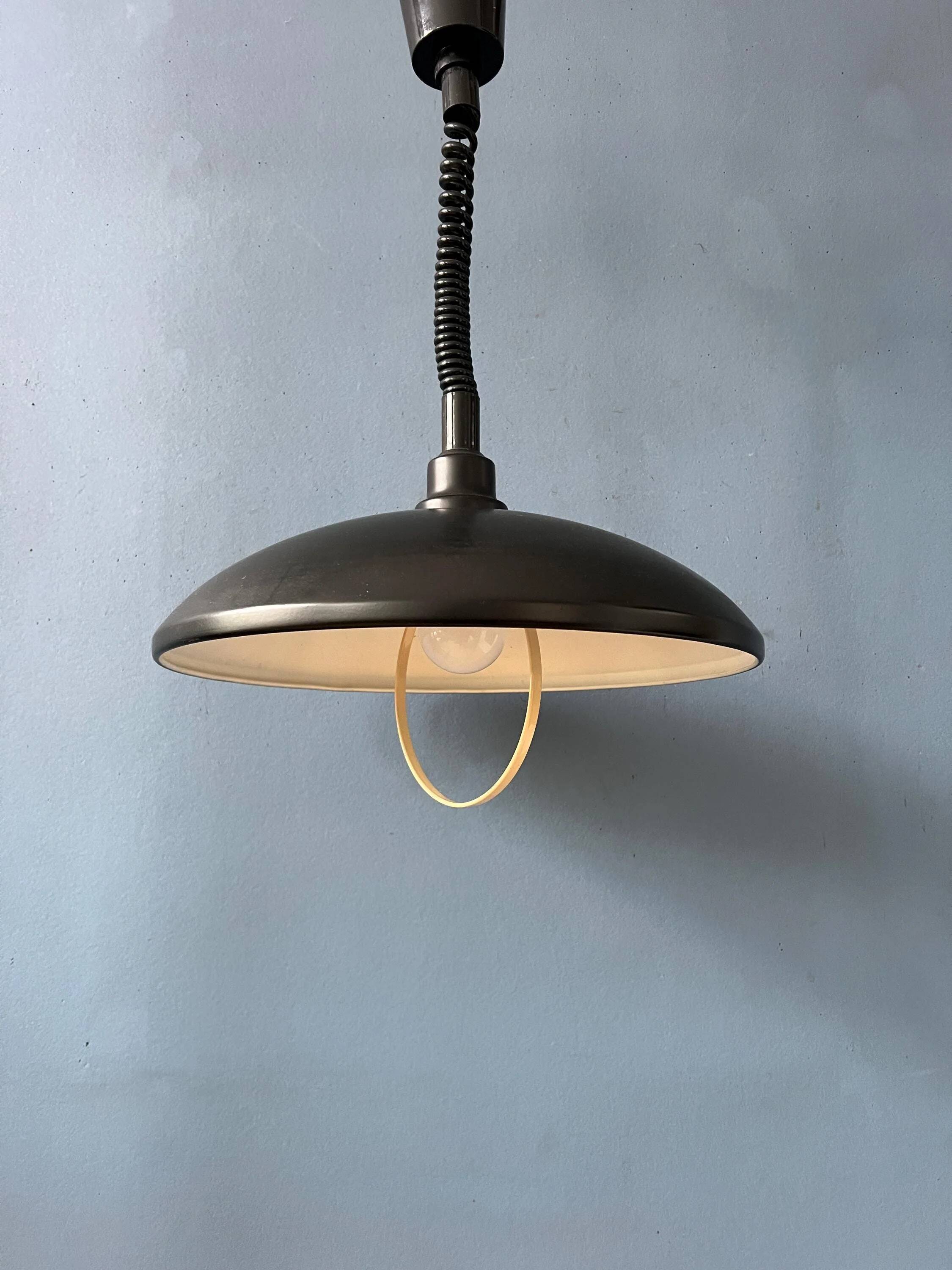 Black oval metal pendant Mid-Century