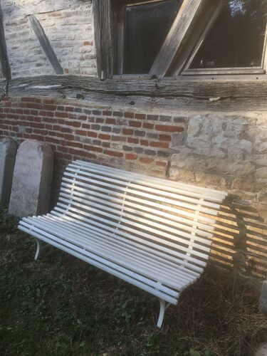 Vintage white garden bench
