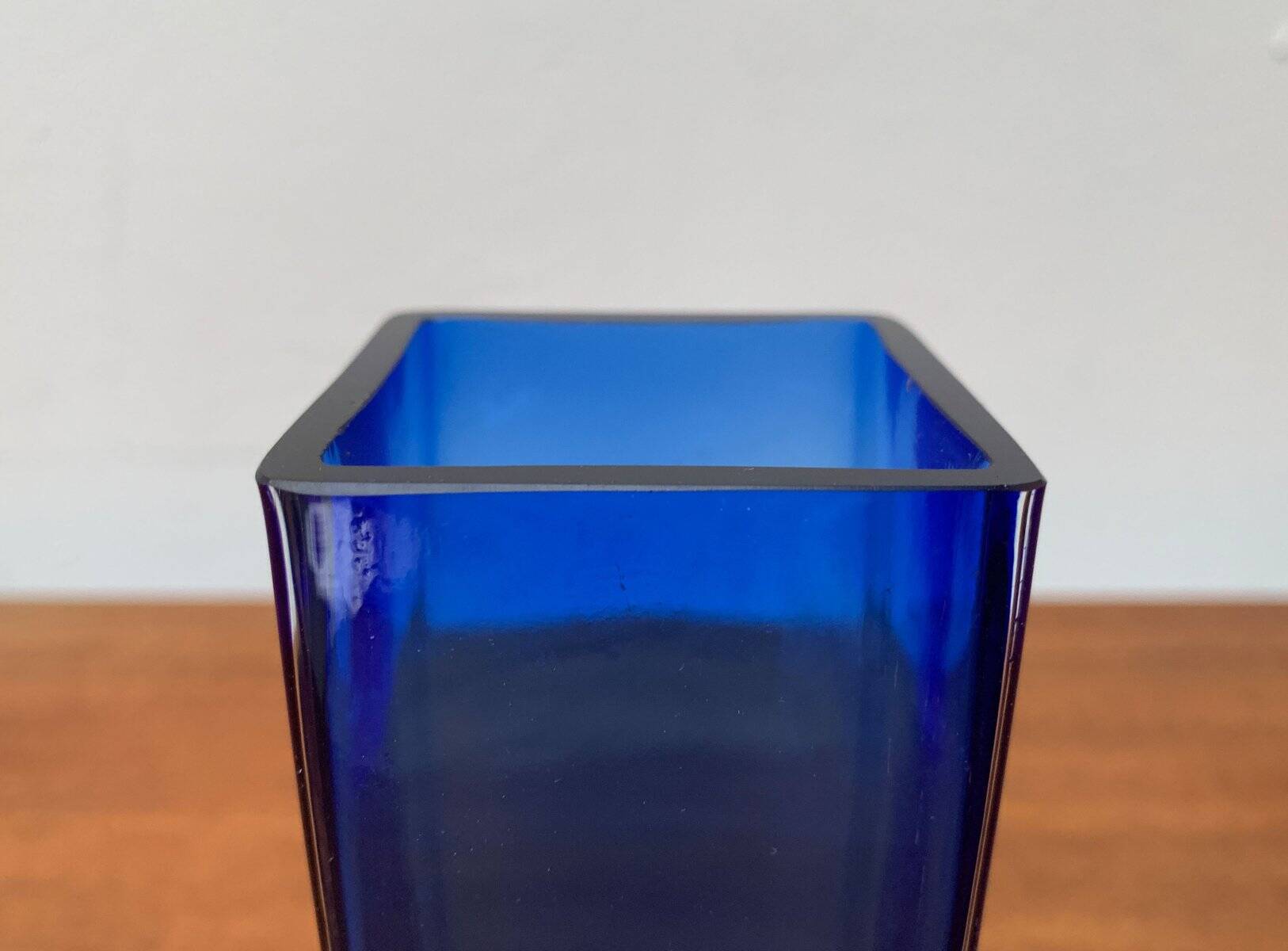 Swedish glass block vase from the mid-century by Aseda Sweden, 1960s.