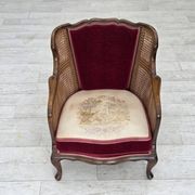 1950s, Danish armchair, furniture velour, ash wood,, mesh.