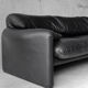 Maralunga black leather sofa 3 seater, Vico Magistretti for Cassina