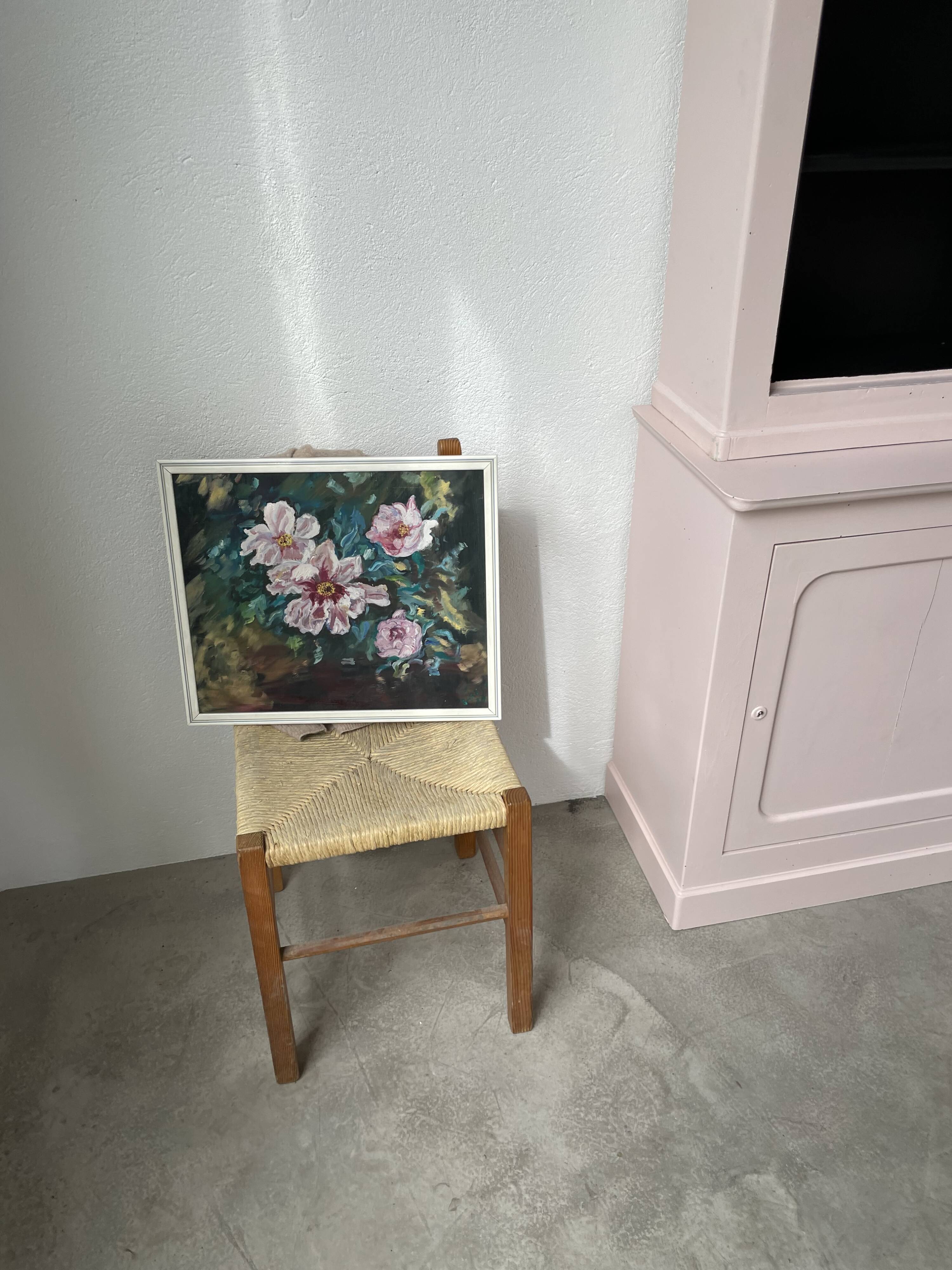 Oil canvas on wood flowers