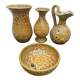 Set of 3 vases and 1 trinket tray, Honey / Fat Lava Vallauris, 1970s