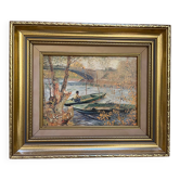 Painting: oil on canvas - animated lake landscape