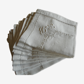 Lot de 9 serviettes de table en lin