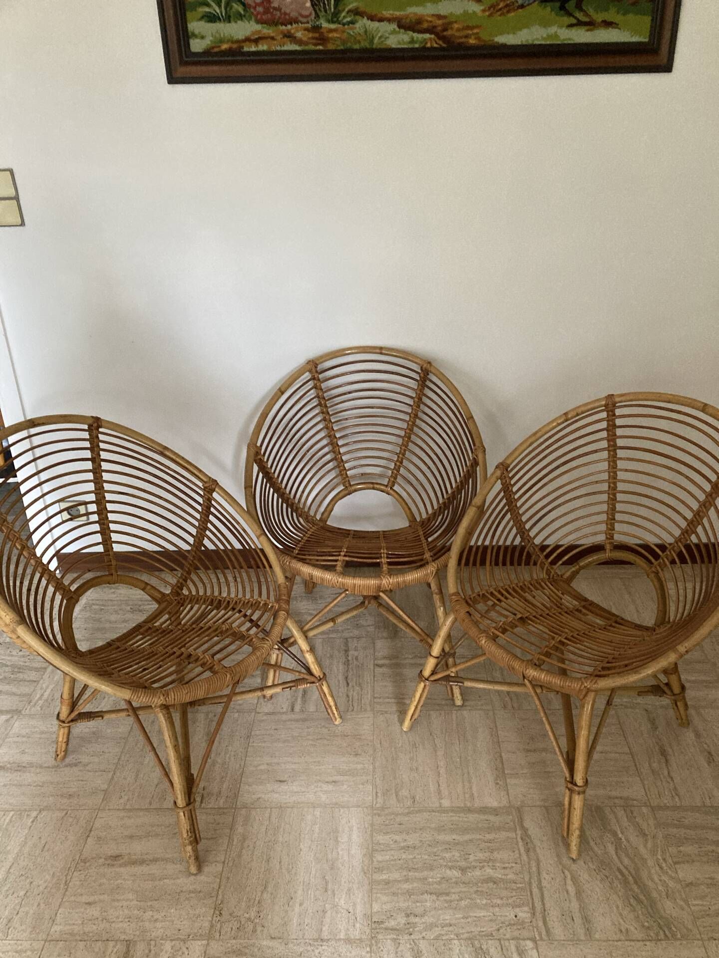 Vintage rattan shell chairs