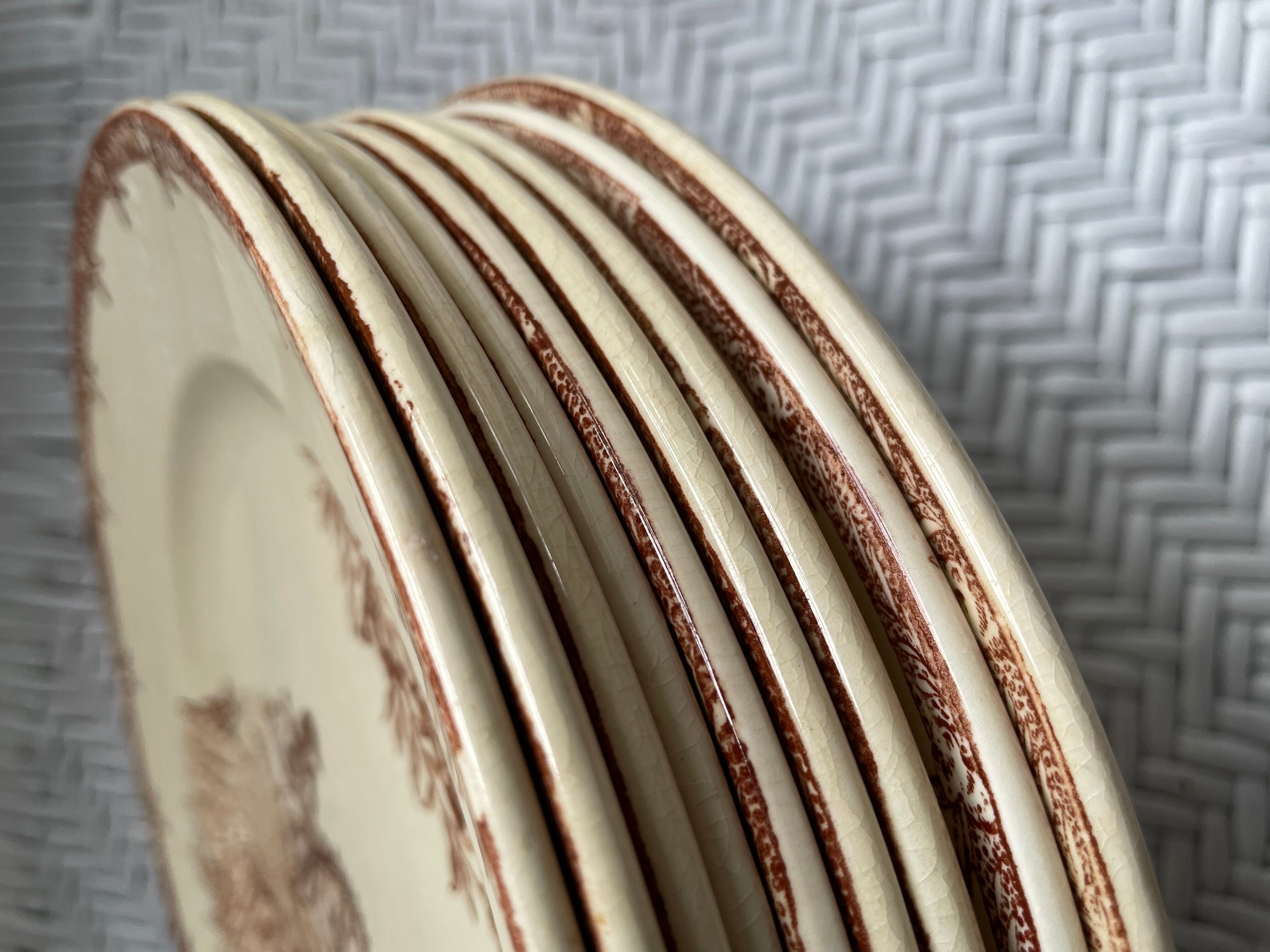 Flat plates iron earth hunting scene vieillard