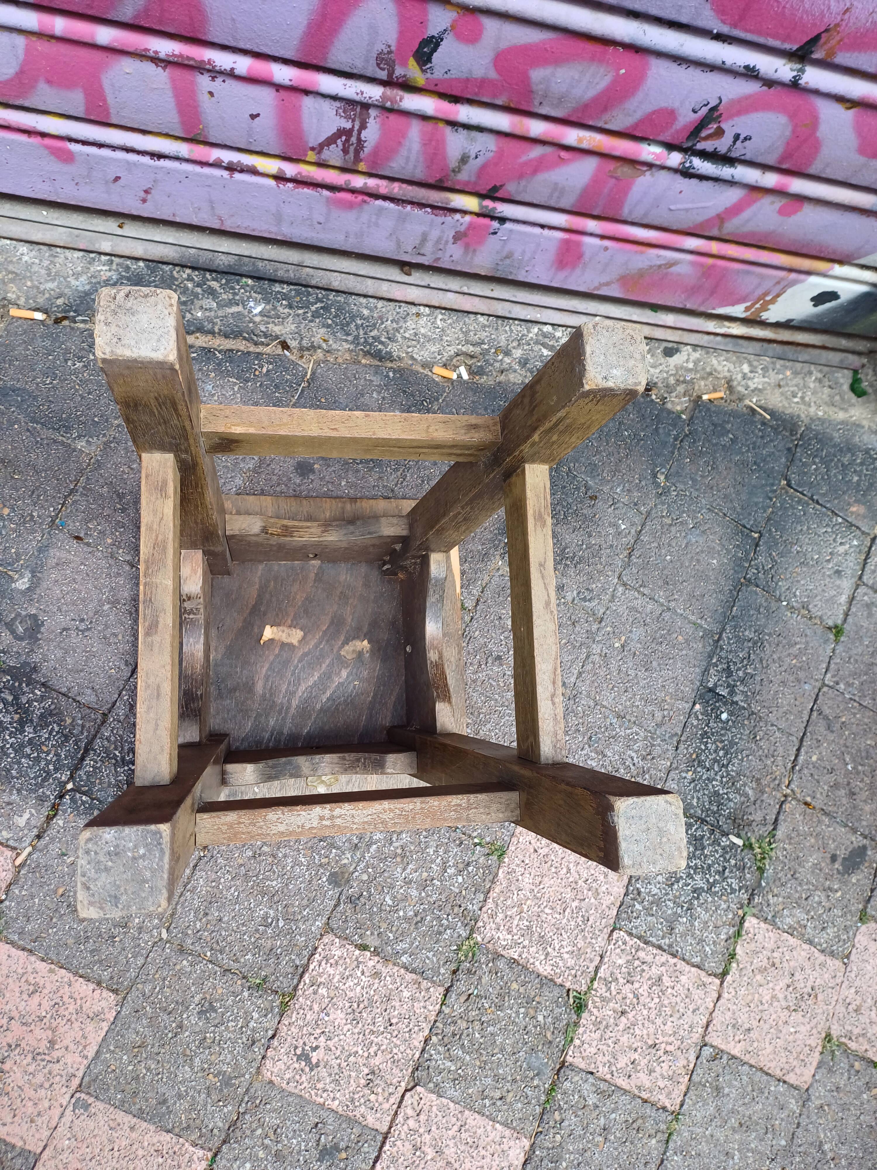 3 vintage square wooden stools