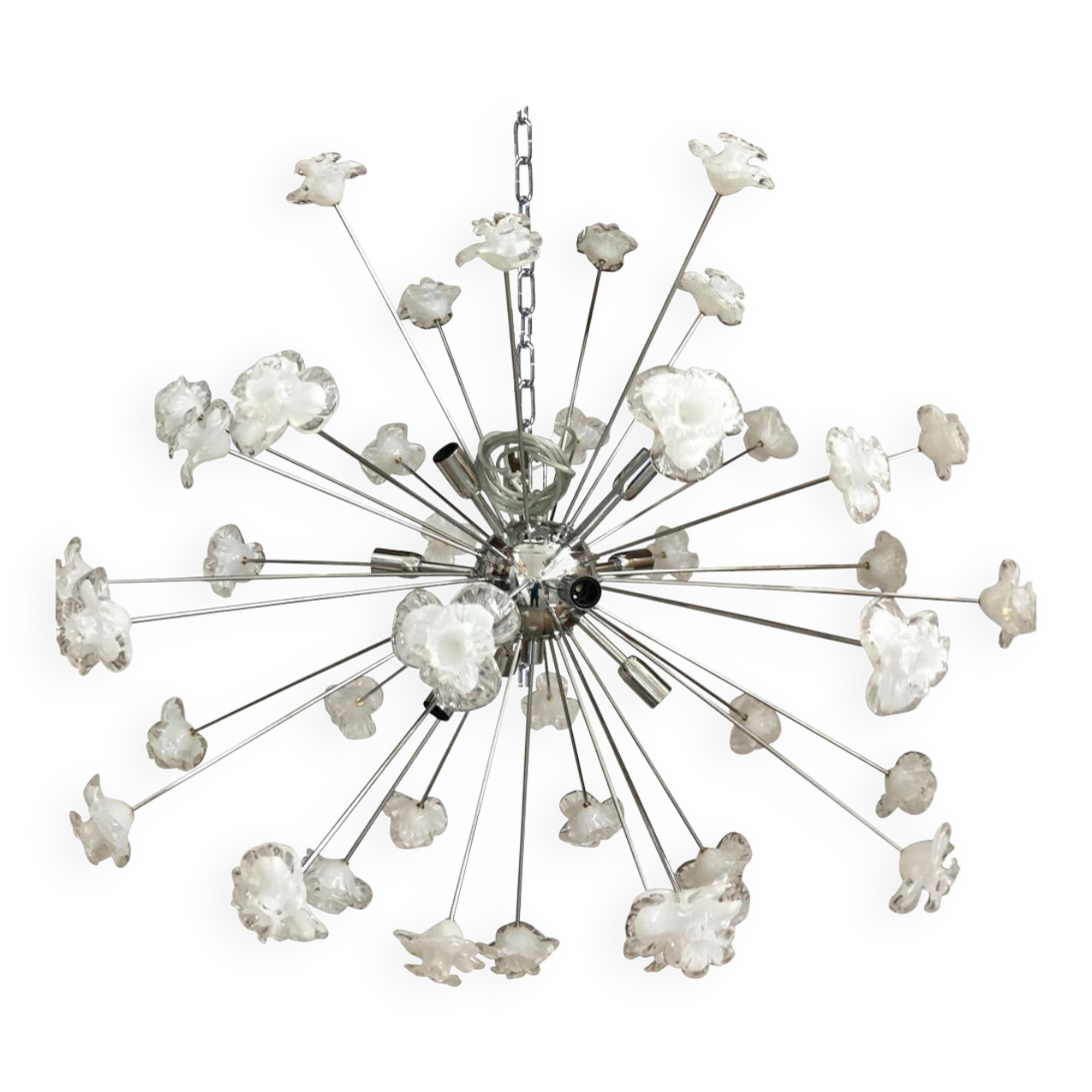 White flowers murano glass sputnik chandelier