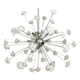 Suspension fleurs blanches verre de murano spoutnik