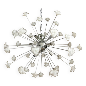 Suspension fleurs blanches verre de murano spoutnik