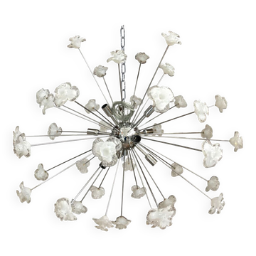 Suspension fleurs blanches verre de murano spoutnik