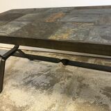 Wrought iron table slate tiles 1960