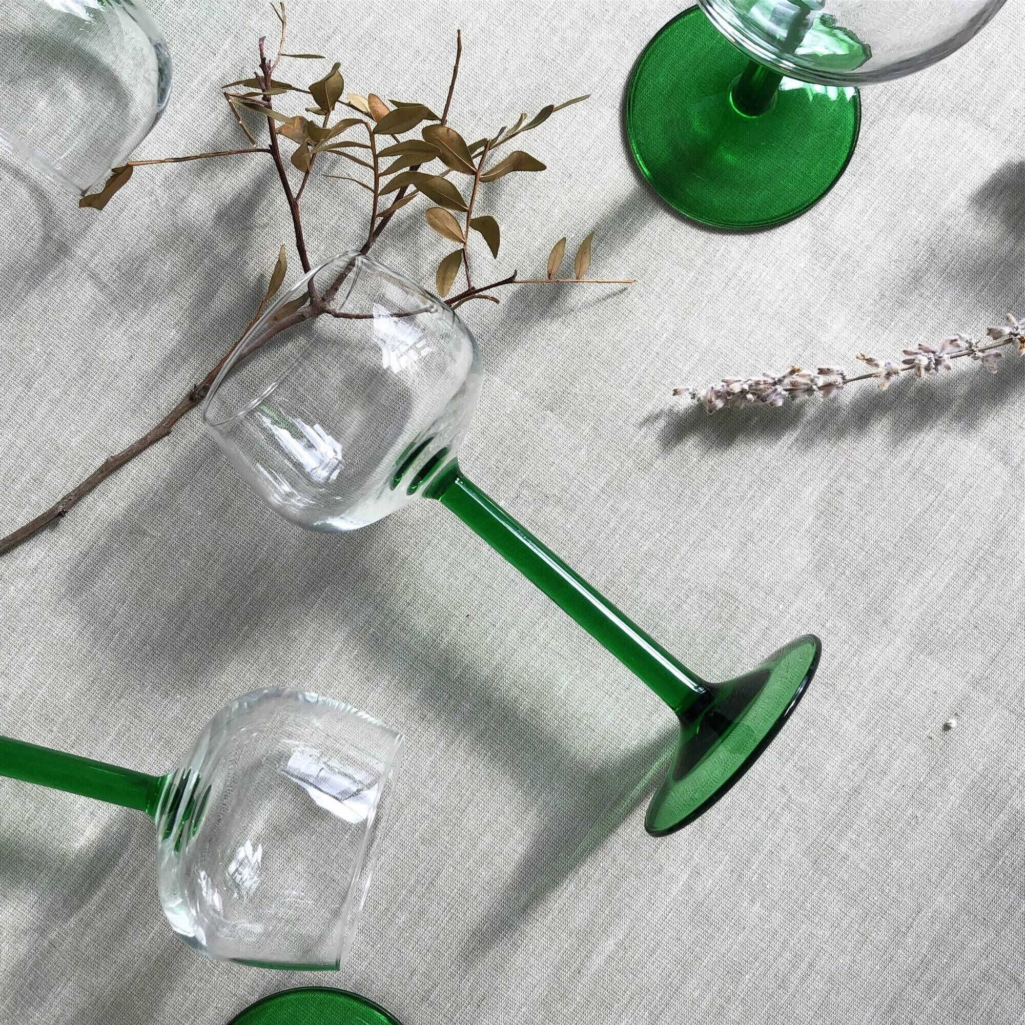 6 elegant green green white wine glasses from Alsace, brand Luminarc Verrerie D'Arques design