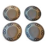 Série de quatre assiettes plates faïence P.B. Rochechouart Limoges modèle Anna