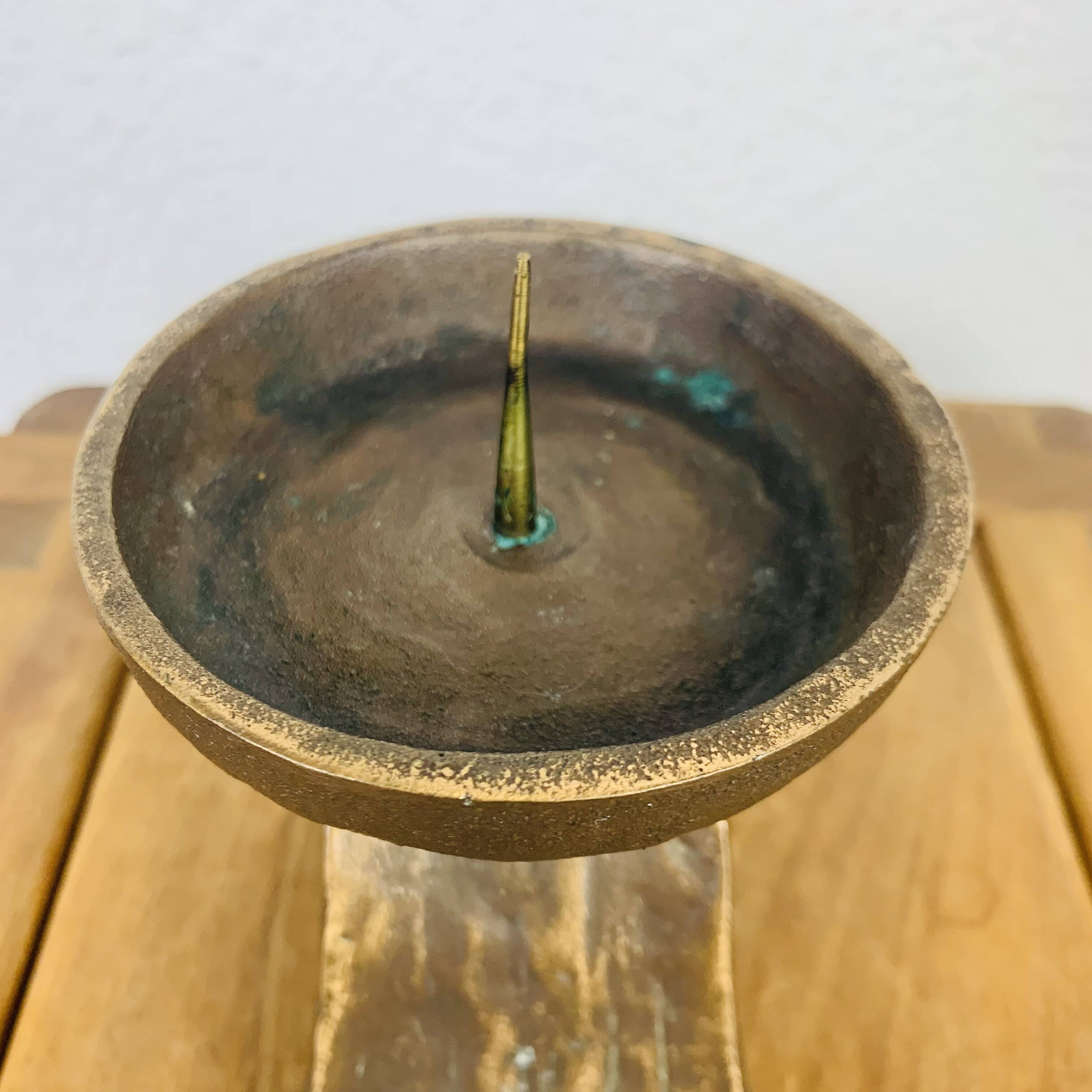 Brutalist bronze candle holder Strassacker Kunstguss Sussen