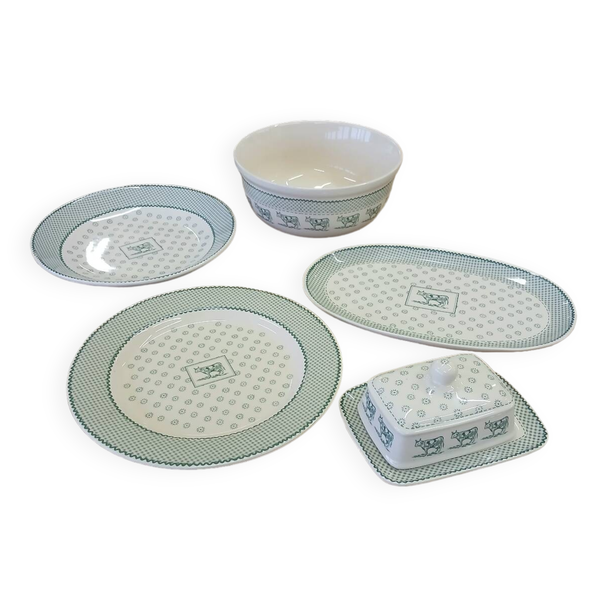 Set of dishes, salad bowl, butter dish Geneviève Lethu