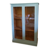 Green patina wooden display cabinet
