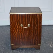 Vintage Bevan Funell Military Campaign Bedside Table with Leather Top