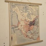Carte de géographie ancienne / carte d'école Amérique du Sud Amérique du No