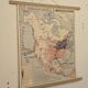 Old geography map / school map South America North America